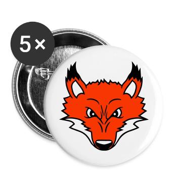 Renard, Mauvais œil, Dangereux, Renard roux, Animal sauvage - Lot de 5 grands badges (56 mm) - blanc - Devant