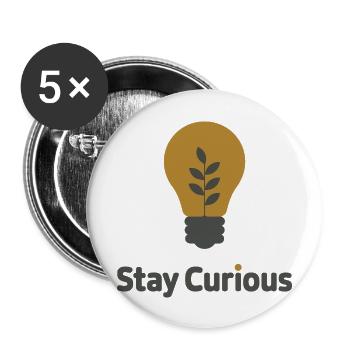 Ampoule Stay Curious - Lot de 5 grands badges (56 mm) - blanc - Devant