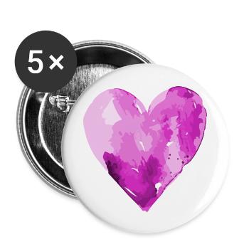 Herz Liebe Wasserfarben - Buttons groß 56 mm (5er Pack) - Weiß - Vorne