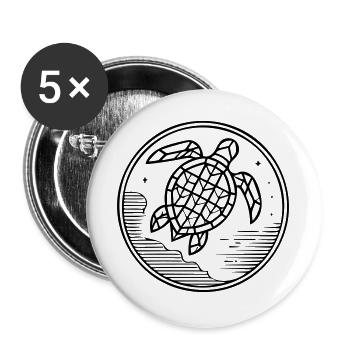 Turtle & Ocean – Spirituelle Verbindung von Meer - Buttons groß 56 mm (5er Pack) - Weiß - Vorne