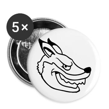 Renard, Mauvais œil, Dangereux, Renard roux, Animal sauvage - Lot de 5 grands badges (56 mm) - blanc - Devant