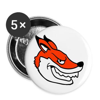 Renard, Mauvais œil, Dangereux, Renard roux, Animal sauvage - Lot de 5 grands badges (56 mm) - blanc - Devant
