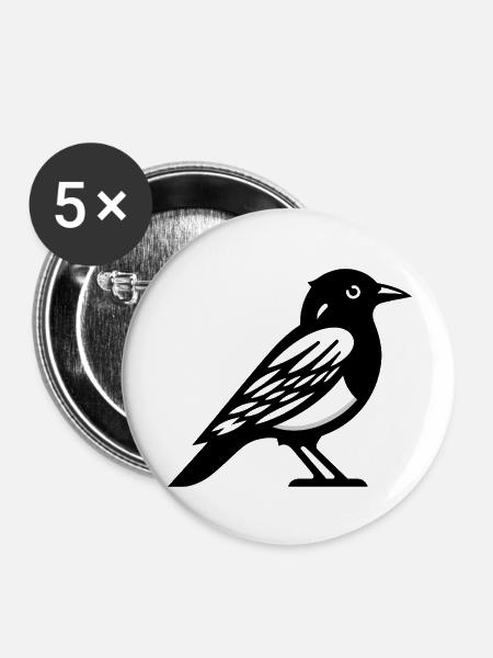 Vogel - Buttons groß 56 mm (5er Pack) - Weiß