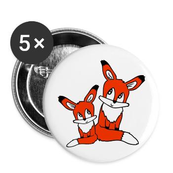 2 Foxes Mother Red Fox Little Child Father Mom - Buttons large 2.2''/56 mm (5-pack) - white - Front