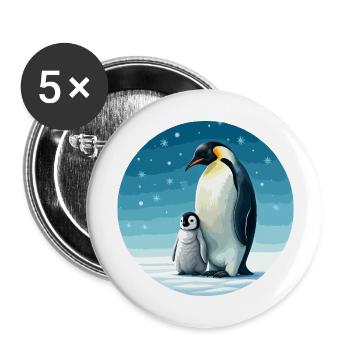 Manchot empereur avec enfant - Lot de 5 grands badges (56 mm) - blanc - Devant