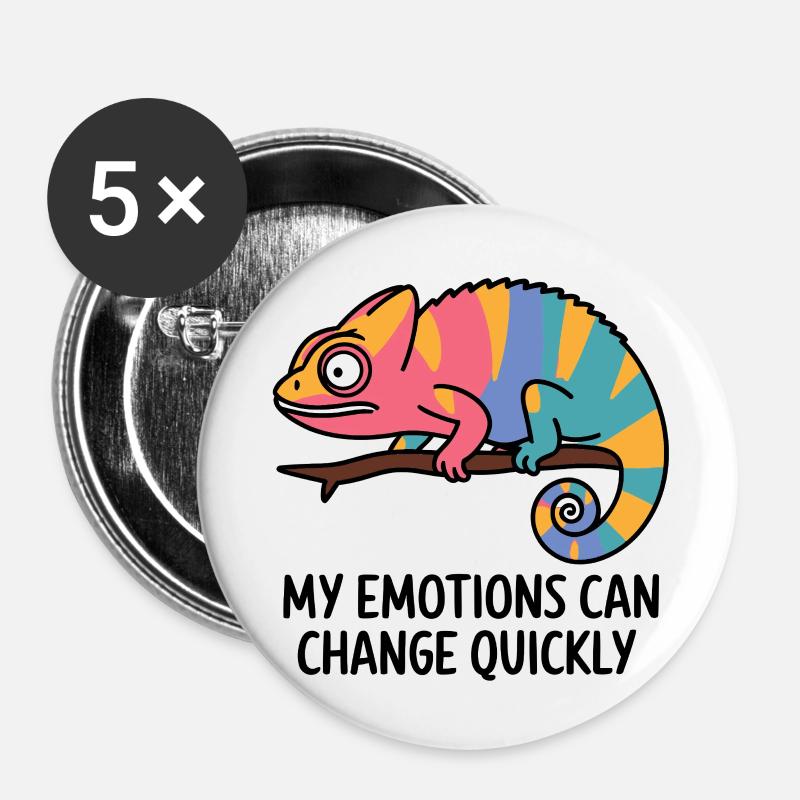 Colorful Chameleon Emotions - Buttons large 2.2''/56 mm (5-pack) - white