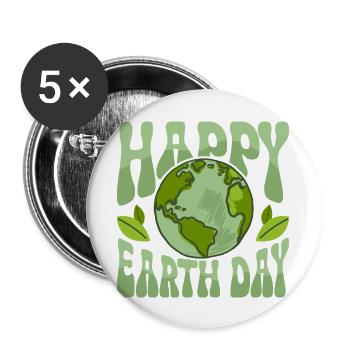 Happy Earth Day Environmental Planet - Buttons large 2.2''/56 mm (5-pack) - white - Front
