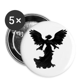 Black Silhouette Of Flying Angel - Buttons large 2.2''/56 mm (5-pack) - white - Front