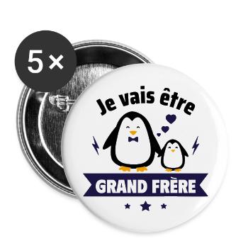 je vais être grand frère,annonce de grossesse - Lot de 5 grands badges (56 mm) - blanc - Devant