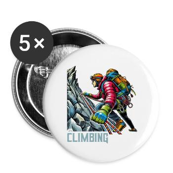 Alpinisme Escalade - Lot de 5 grands badges (56 mm) - blanc - Devant