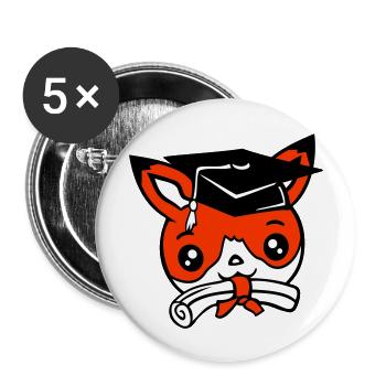 Fox High School Graduation Certificats de fin d’études Chapeau de collège - Lot de 5 grands badges (56 mm) - blanc - Devant