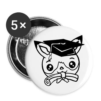 Fox High School Graduation Certificats de fin d’études Chapeau de collège - Lot de 5 grands badges (56 mm) - blanc - Devant