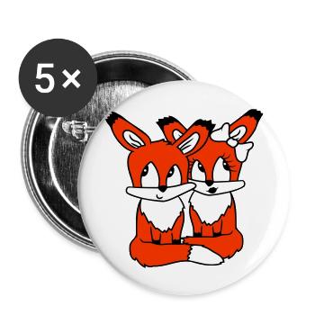 2 Foxes Couple In Love Two Friends Love Team Cute - Buttons large 2.2''/56 mm (5-pack) - white - Front