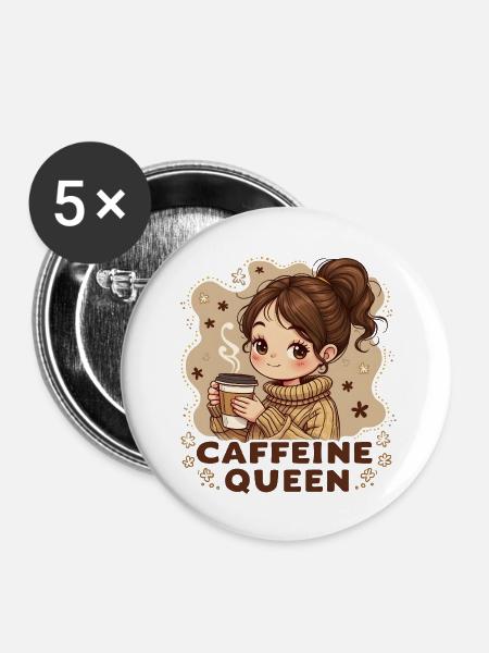 KAFFEE-MÄDCHEN - Buttons groß 56 mm (5er Pack) - Weiß