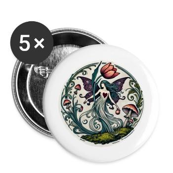 Printemps Tulipe Fée Nature Amoureux - Lot de 5 grands badges (56 mm) - blanc - Devant