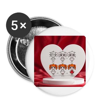 Mädchen2 - Buttons groß 56 mm (5er Pack) - Weiß - Vorne