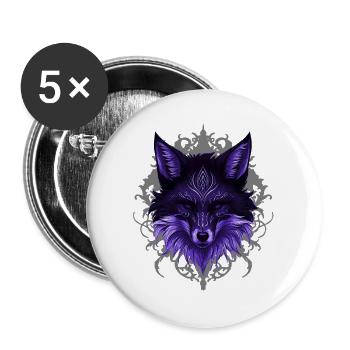 Füchse, Ranken, Goth - Buttons groß 56 mm (5er Pack) - Weiß - Vorne