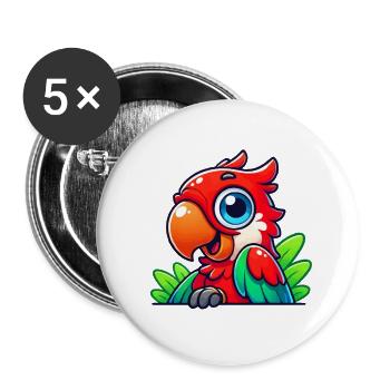 Bande dessinée Perroquet - Lot de 5 grands badges (56 mm) - blanc - Devant