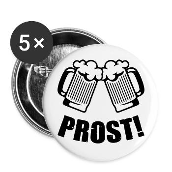 bier prost - Buttons groß 56 mm (5er Pack) - Weiß - Vorne