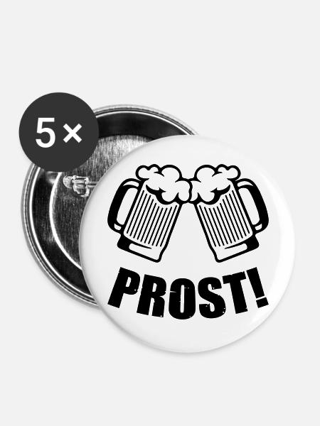bier prost - Buttons groß 56 mm (5er Pack) - Weiß