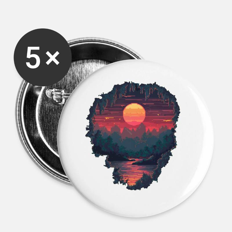Hole to a pixelated world - Buttons large 2.2''/56 mm (5-pack) - white