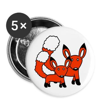 2 Foxes Mother Red Fox Little Child Father Mom - Buttons large 2.2''/56 mm (5-pack) - white - Front