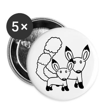 2 Foxes Mother Red Fox Little Child Father Mom - Buttons large 2.2''/56 mm (5-pack) - white - Front