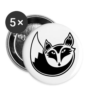 Fuchs Rotfuchs Wildes Wald Tier Cool Logo Symbol - Buttons groß 56 mm (5er Pack) - Weiß - Vorne
