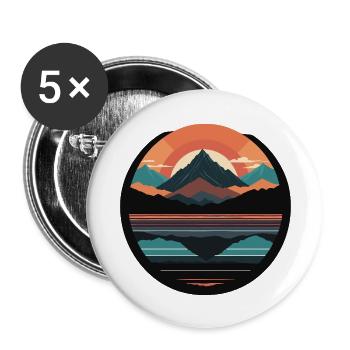 Berge, Natur, Sonnenuntergang - Buttons groß 56 mm (5er Pack) - Weiß - Vorne