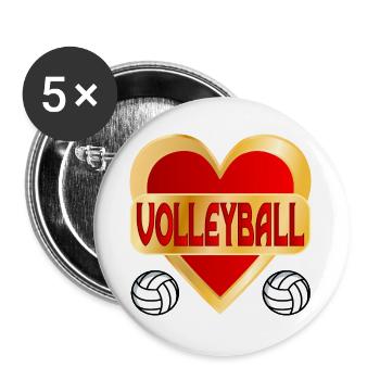 HEART HOBBY VOLLEYBALL - Buttons large 2.2''/56 mm (5-pack) - white - Front