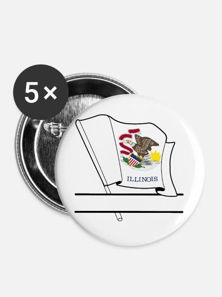 Hinweis Illinois Textbanner - Buttons groß 56 mm (5er Pack) - Weiß