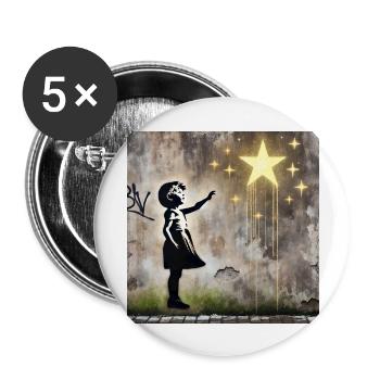 Kein Banksy - Greif nach den Sternen - Buttons groß 56 mm (5er Pack) - Weiß - Vorne