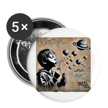 Kein Banksy - Kosmische Träume - Buttons groß 56 mm (5er Pack) - Weiß - Vorne