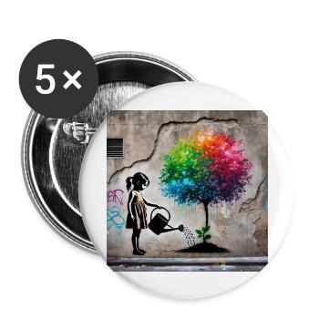 Kein Banksy - Wachstum im Beton - Buttons groß 56 mm (5er Pack) - Weiß - Vorne