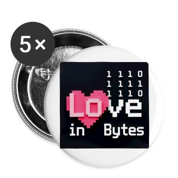 Love in Bytes Pixel Art - Buttons large 2.2''/56 mm (5-pack) - white - Front
