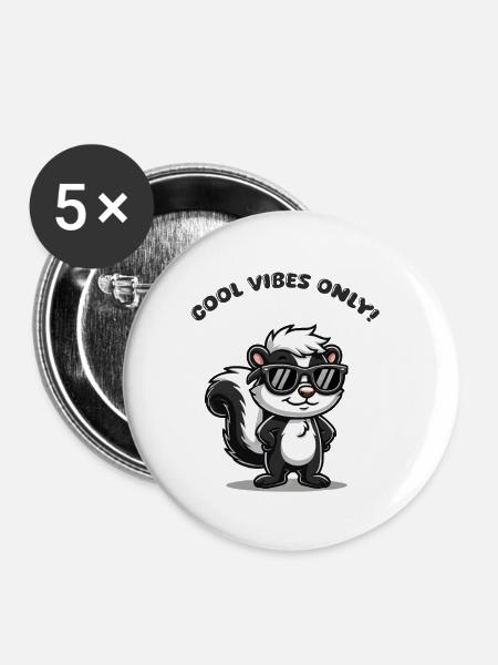 stinktier comic cool - Buttons groß 56 mm (5er Pack) - Weiß