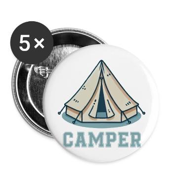 zelt comic - Buttons groß 56 mm (5er Pack) - Weiß - Vorne