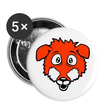 Fuchs Große Augen Erschrocken Glücklich Angst Cool - Buttons groß 56 mm (5er Pack) - Weiß - Vorne