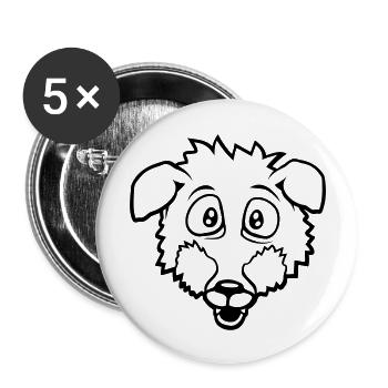Fuchs Große Augen Erschrocken Glücklich Angst Cool - Buttons groß 56 mm (5er Pack) - Weiß - Vorne