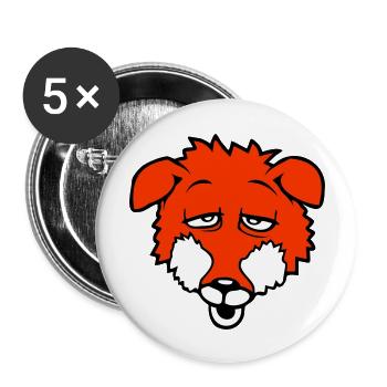 renard yeux fatigués épuisé somnolent trop fatigué mignon - Lot de 5 grands badges (56 mm) - blanc - Devant