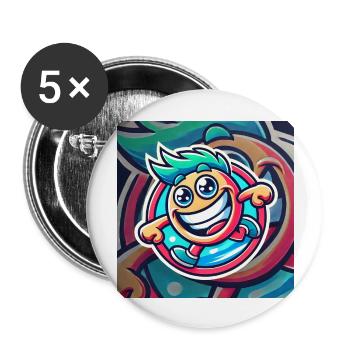 Happy Cartoon Atmosphere - Buttons large 2.2''/56 mm (5-pack) - white - Front