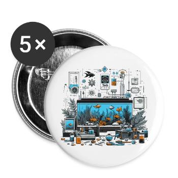 Unterwasserwelt der Aquarien, aquarium - Buttons groß 56 mm (5er Pack) - Weiß - Vorne