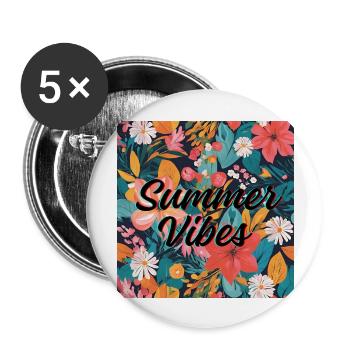 Summer Vibes - Buttons groß 56 mm (5er Pack) - Weiß - Vorne