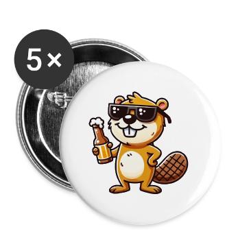 Beaver Beer - Buttons large 2.2''/56 mm (5-pack) - white - Front