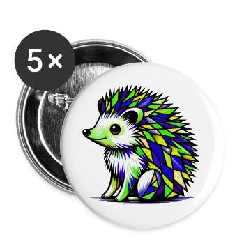 Igel - Buttons groß 56 mm (5er Pack) - Weiß - Vorne
