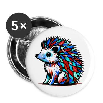 Hérisson - Lot de 5 grands badges (56 mm) - blanc - Devant