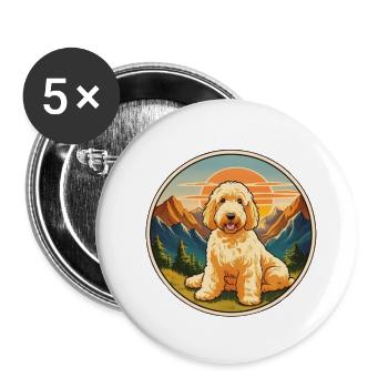 Golden Doodles Mountains Vintage - Buttons large 2.2''/56 mm (5-pack) - white - Front