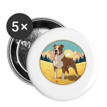 Pitbull Amerikanischer Bully - Buttons groß 56 mm (5er Pack) - Weiß - Vorne