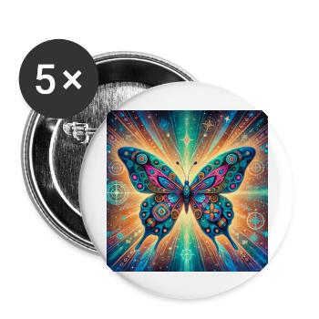 Power Animal Butterfly - Buttons large 2.2''/56 mm (5-pack) - white - Front