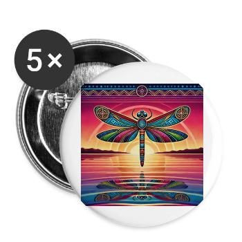 Kraftier Dragonfly - Buttons large 2.2''/56 mm (5-pack) - white - Front